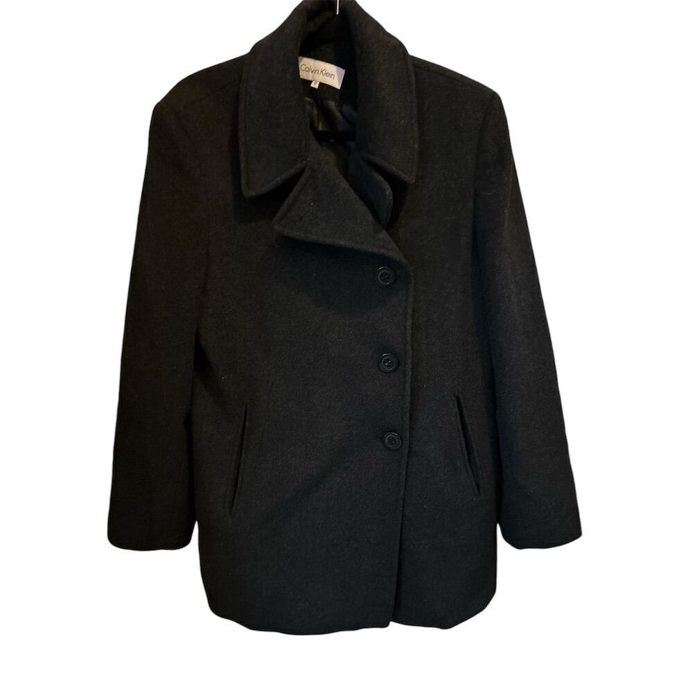 Calvin Klein women’s Wool Overcoat Jacket Gray Size 12 Formal Wear